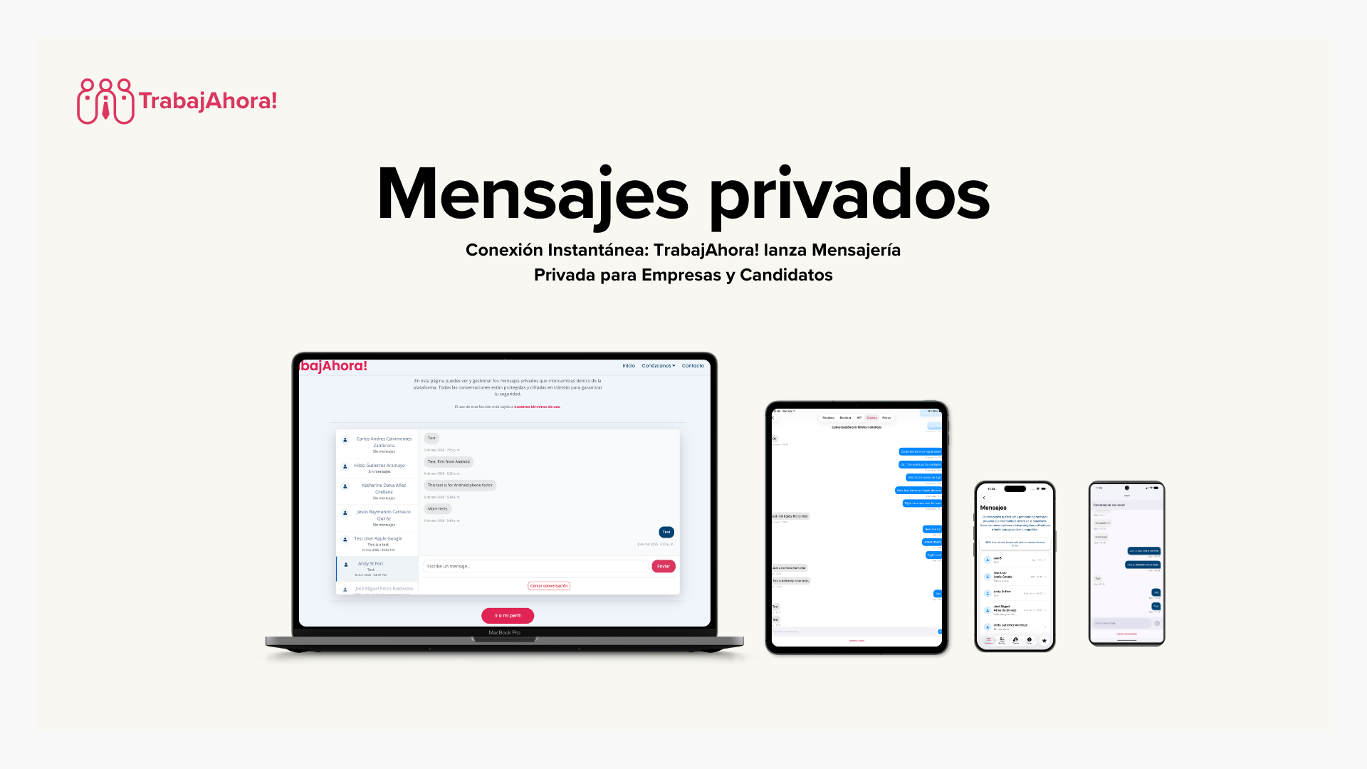 Nueva funcionalidad de mensajería privada en la plataforma TrabajAhora! para reclutamiento directo